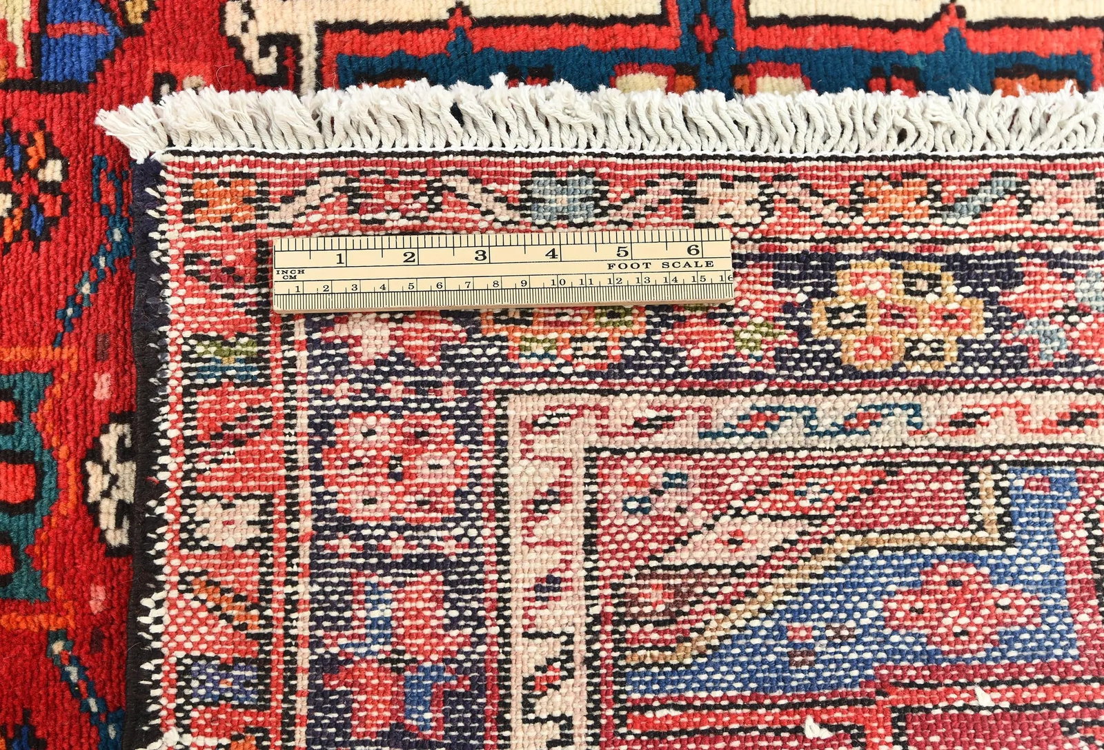 Vintage Red Geometric 3'1X12'7 Karajeh Persian Runner Rug - 11