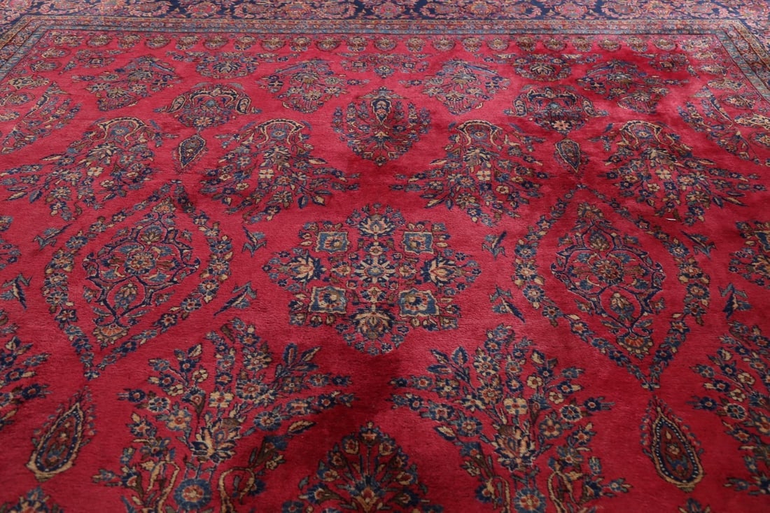 Antique 100% Vegetable Dye Kashan Persian Area Rug 12x20 - 12