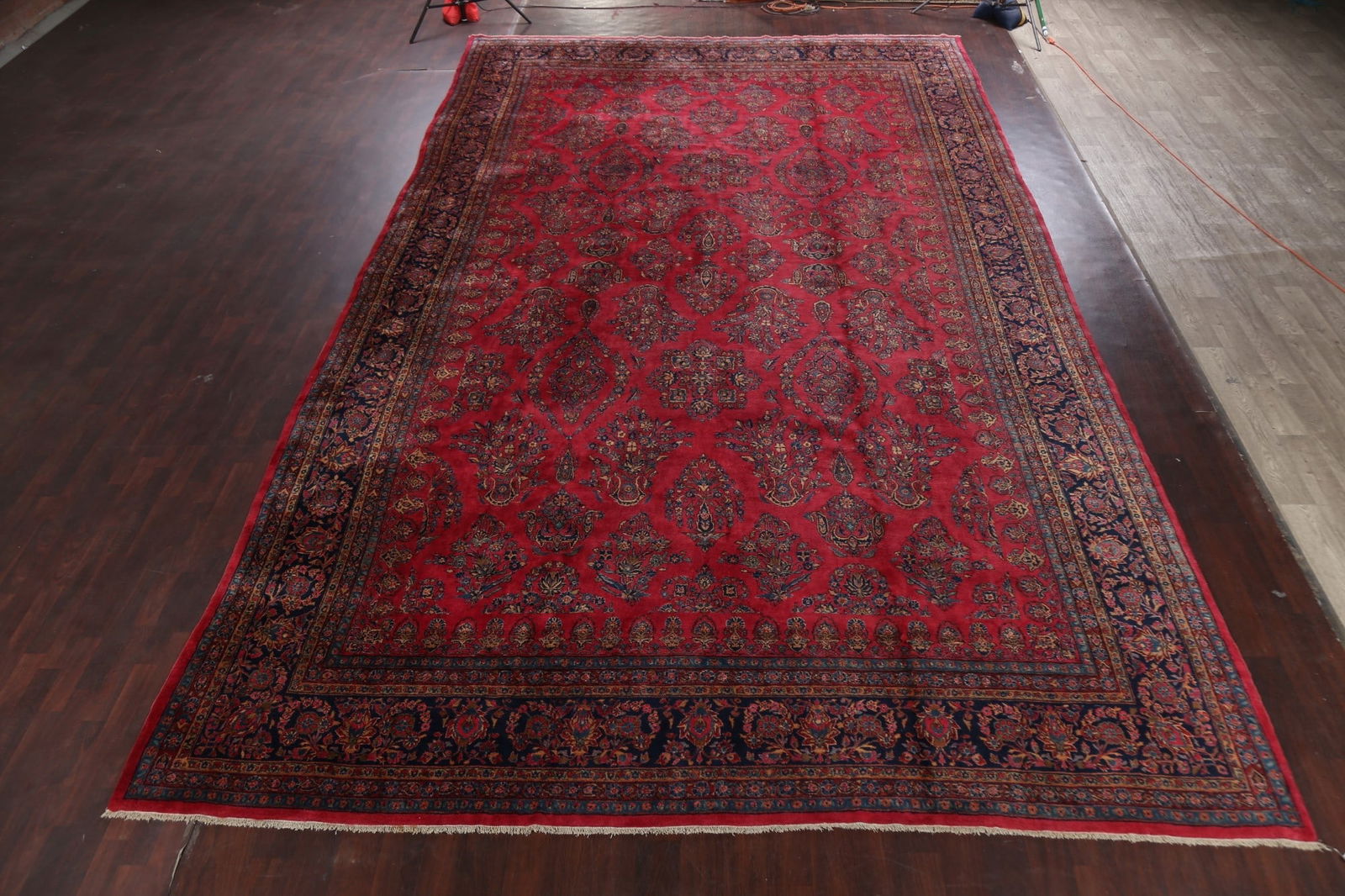 Antique 100% Vegetable Dye Kashan Persian Area Rug 12x20 - 16