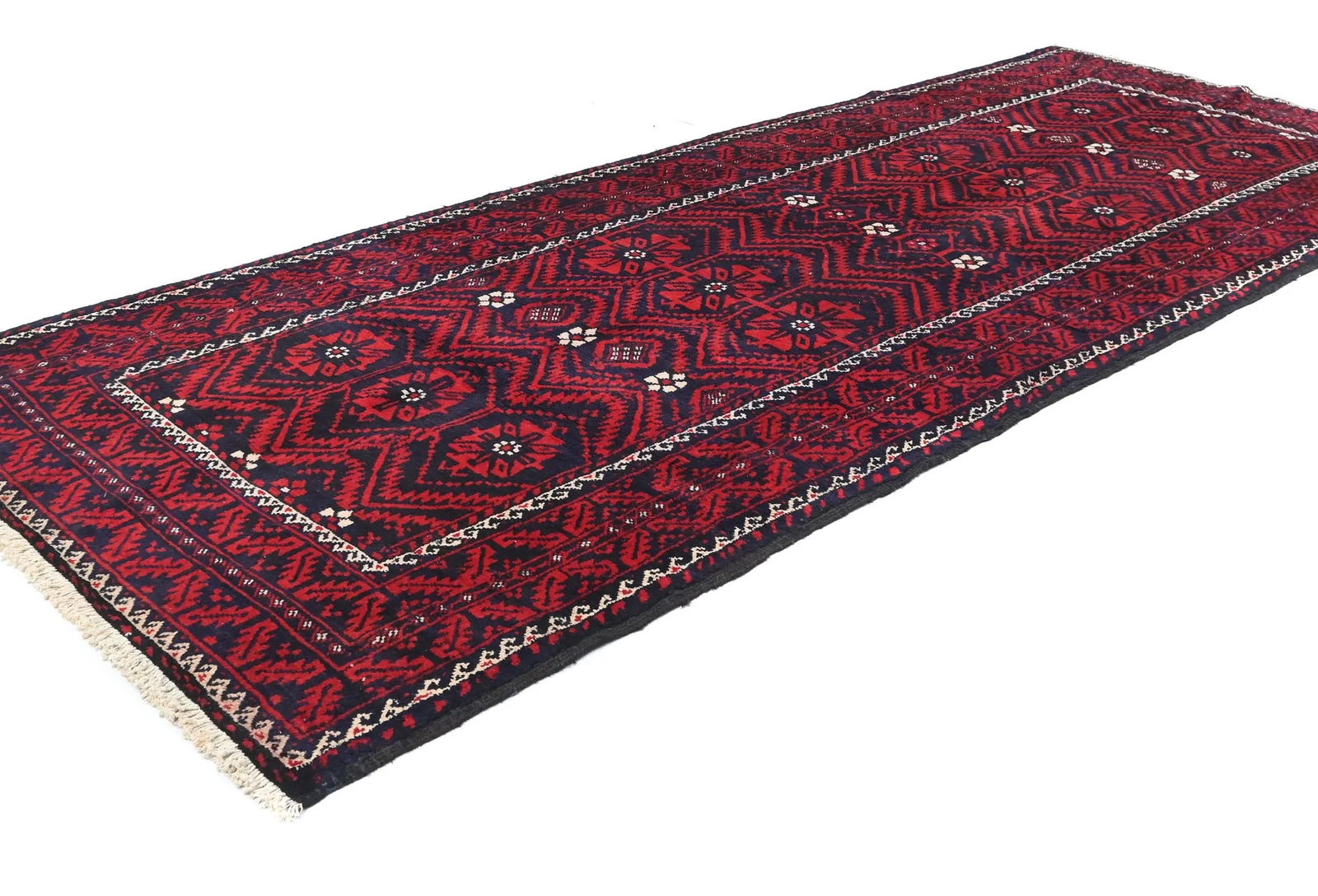 Vintage Red Tribal 4X10 Balouch Persian Runner Rug - 3