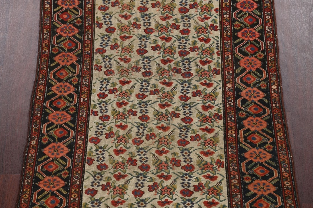 Pre-1900 Antique Vegetable Dye Malayer Persian Runner Rug 3x16 - 4