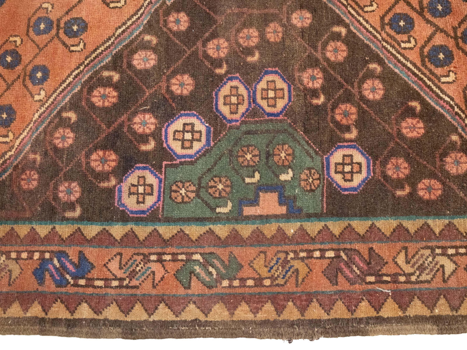 Semi Antique Muted Colors Tribal Floral 4'5X9'8 Meshkin Persian Runner Rug - 8