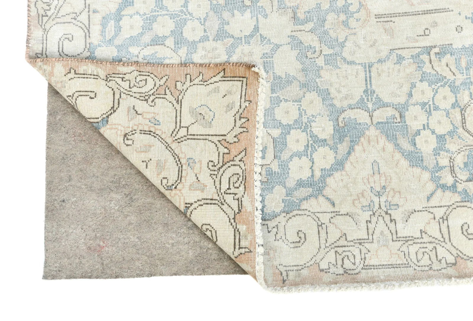 Antique Muted Rust Floral 10X13 Distressed Vintage Oriental Rug - 11