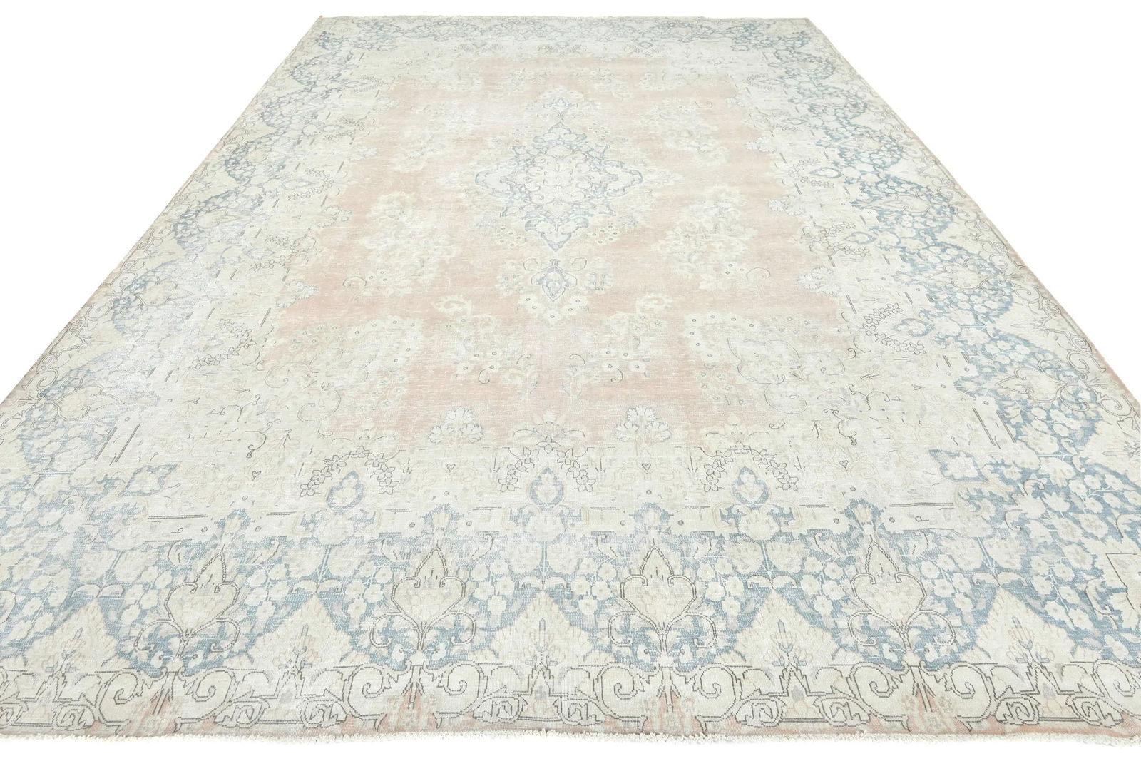 Antique Muted Rust Floral 10X13 Distressed Vintage Oriental Rug - 2