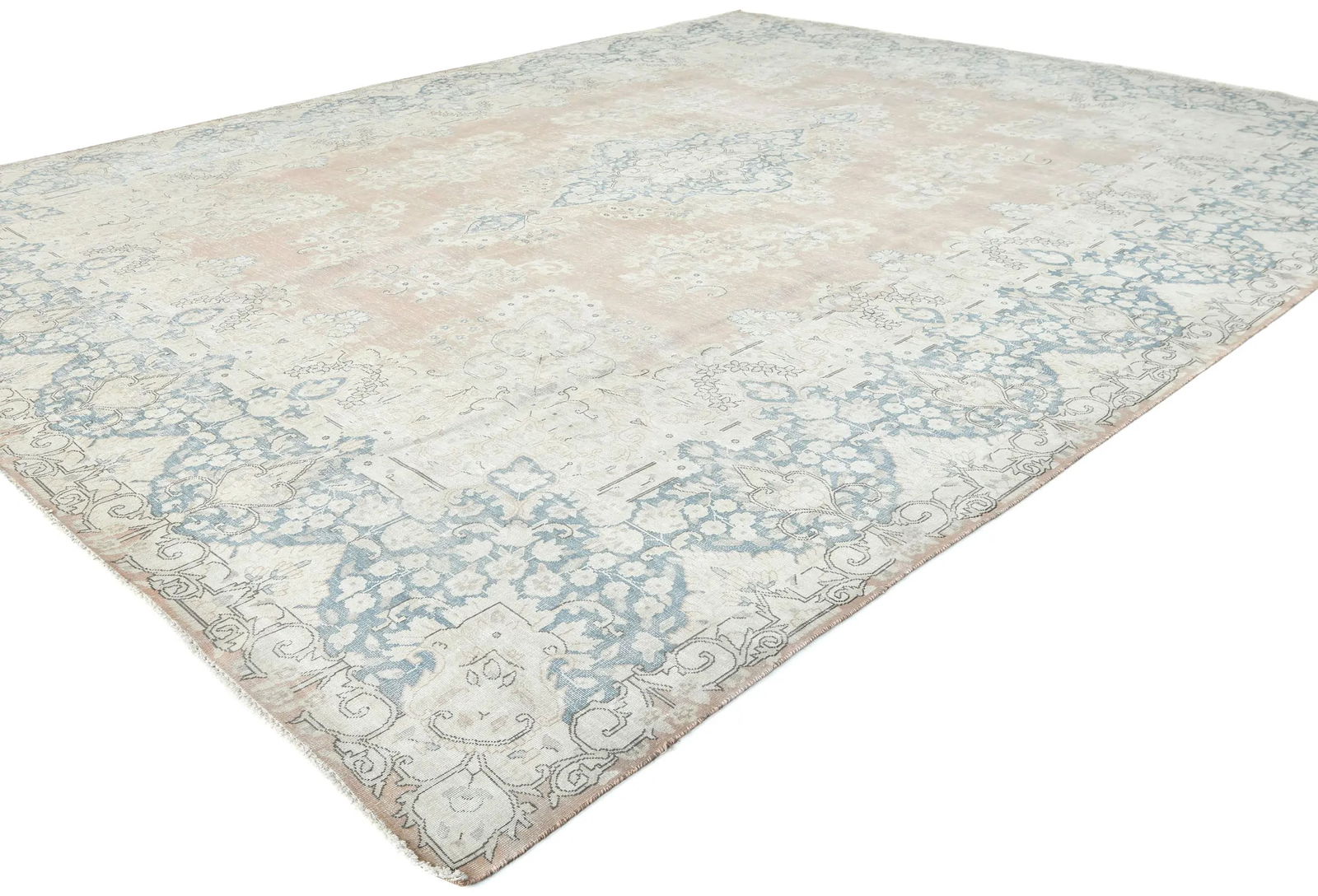 Antique Muted Rust Floral 10X13 Distressed Vintage Oriental Rug - 3