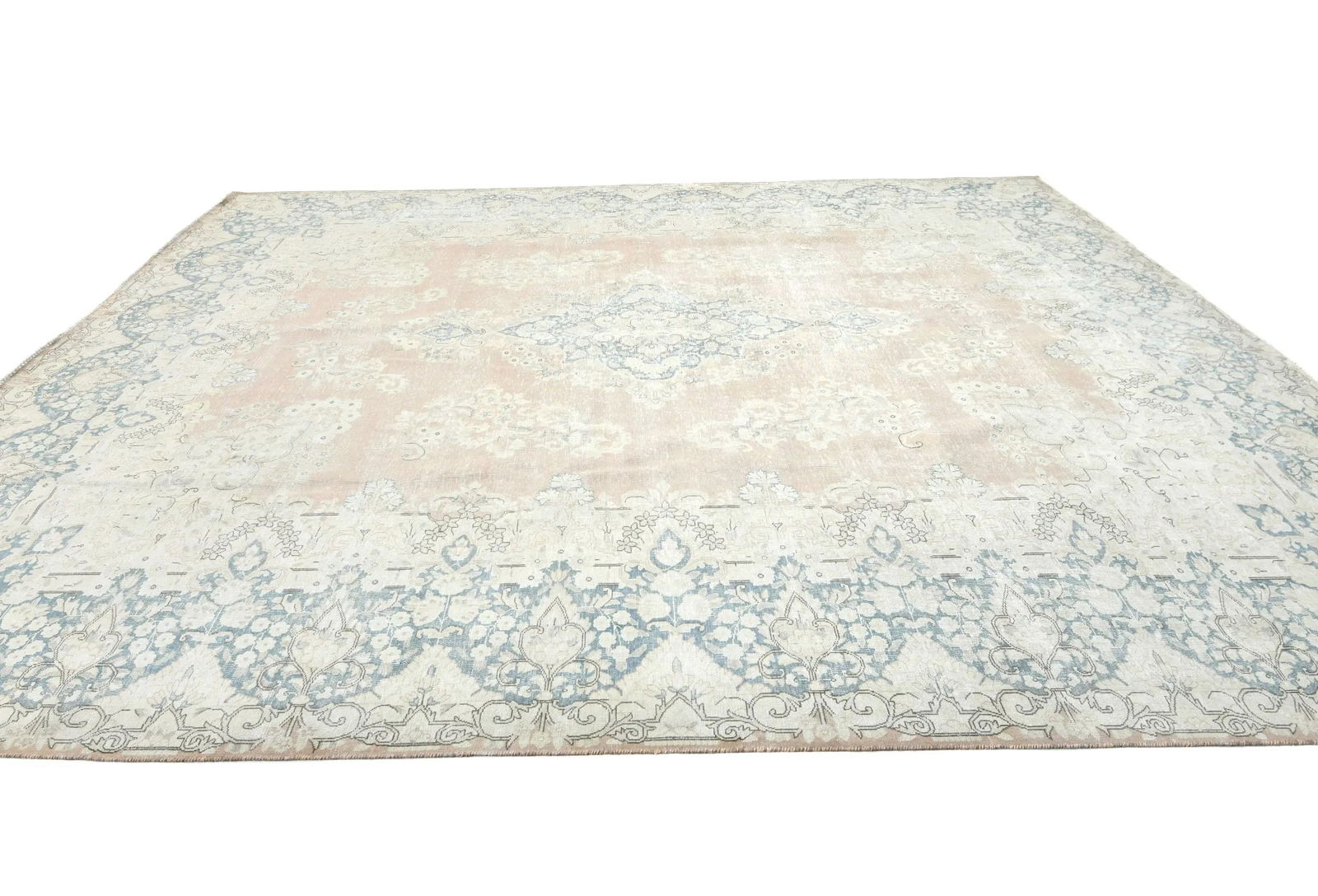 Antique Muted Rust Floral 10X13 Distressed Vintage Oriental Rug - 4