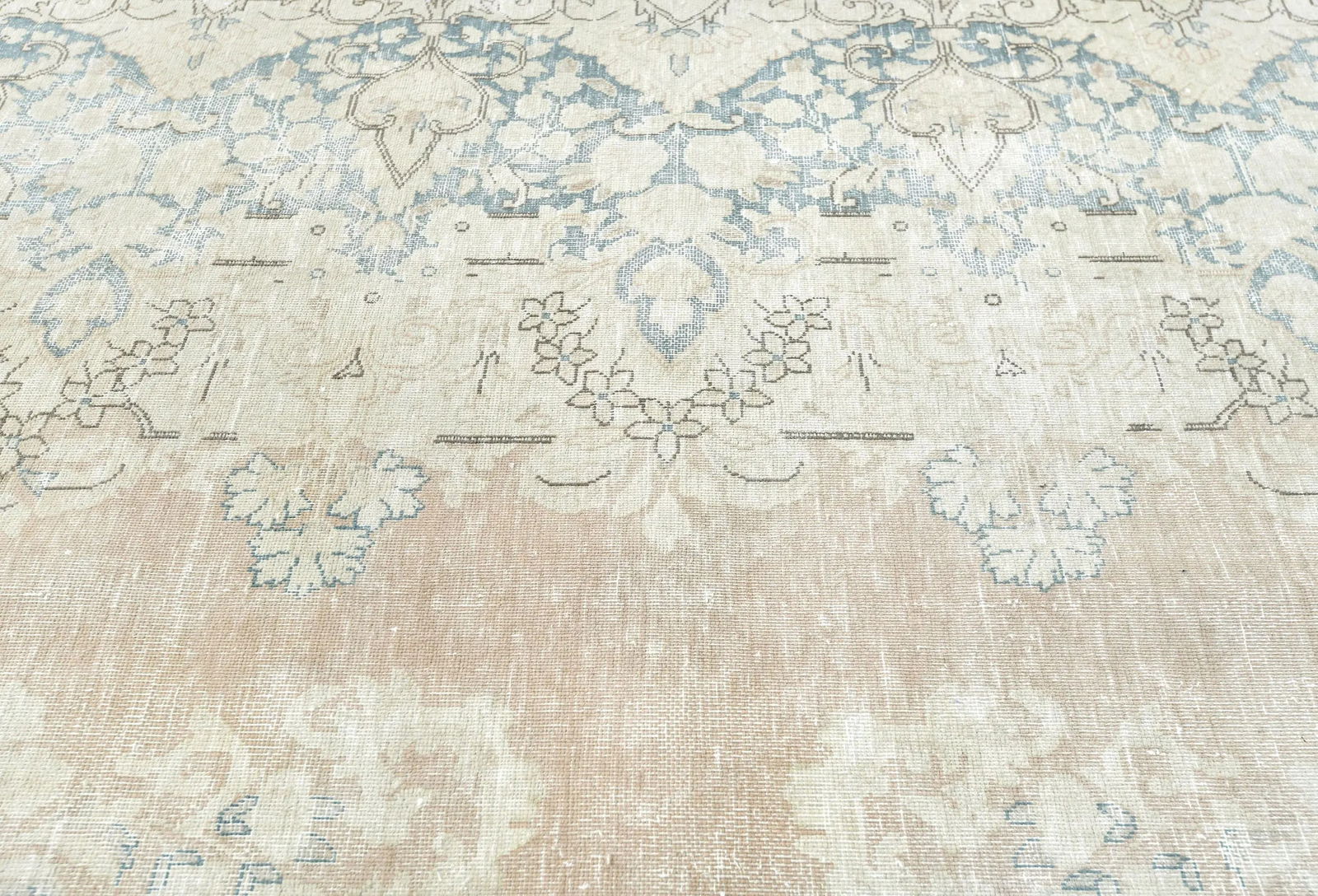 Antique Muted Rust Floral 10X13 Distressed Vintage Oriental Rug - 6