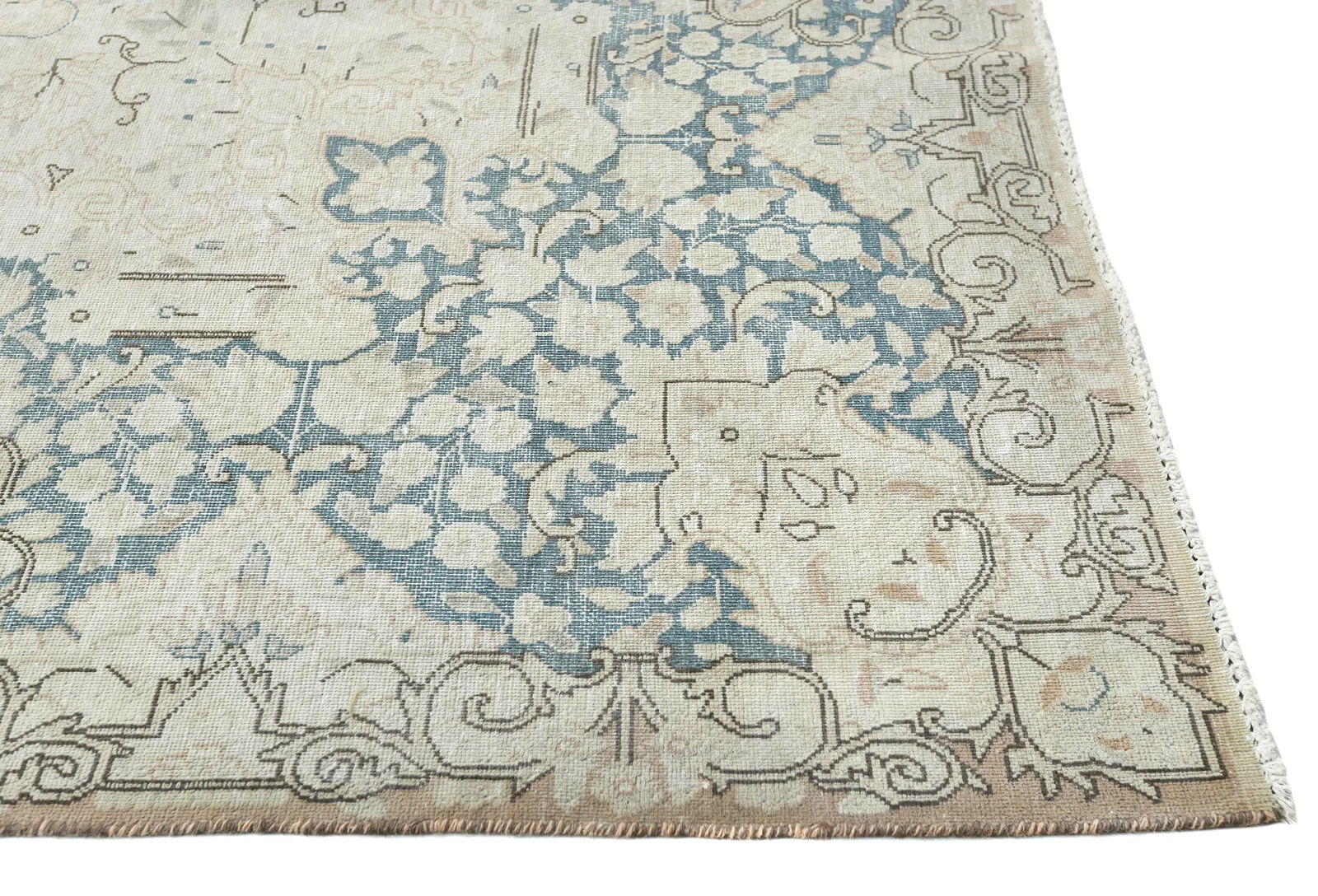 Antique Muted Rust Floral 10X13 Distressed Vintage Oriental Rug - 7