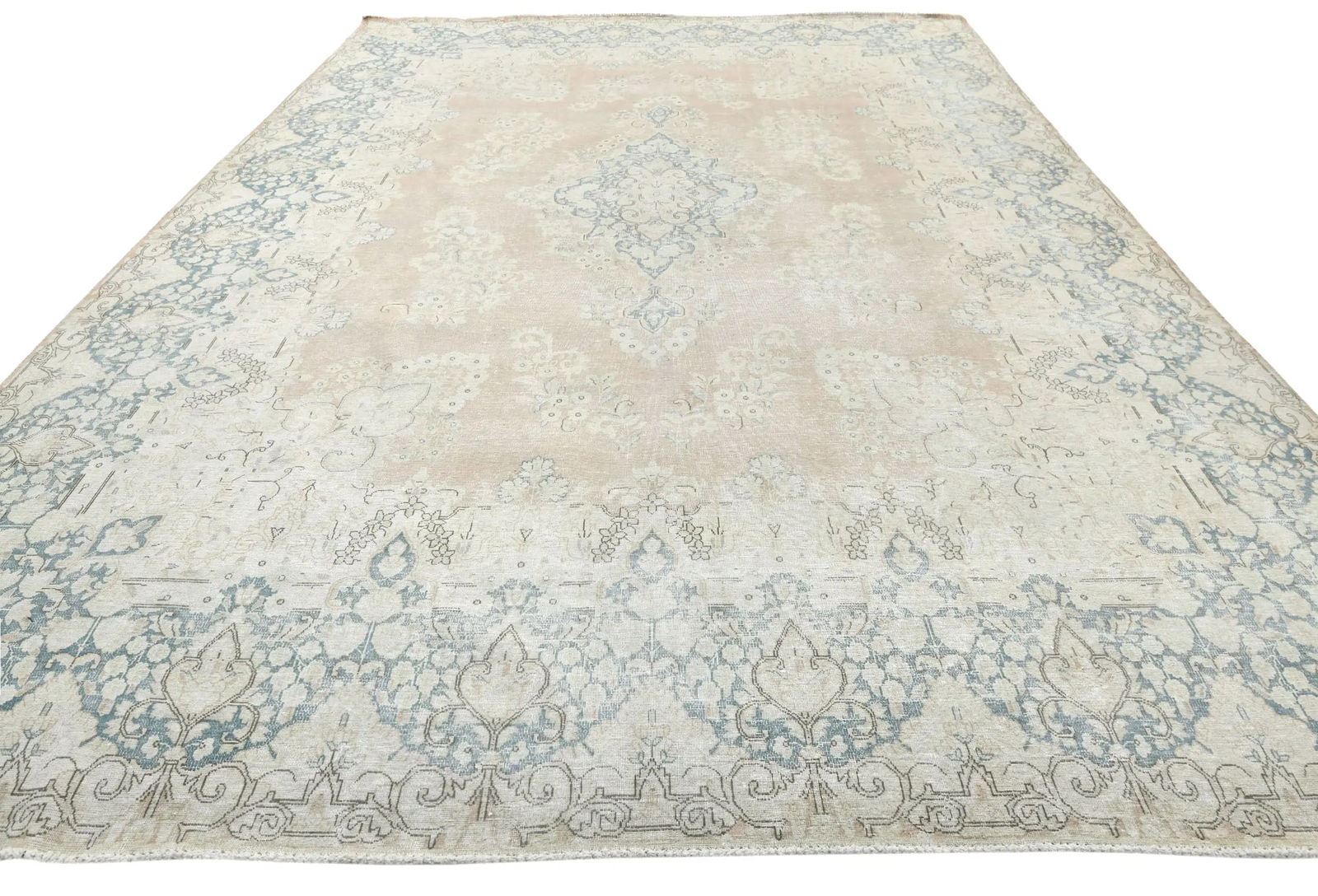 Antique Muted Rust Floral 10X13 Distressed Vintage Oriental Rug - 8