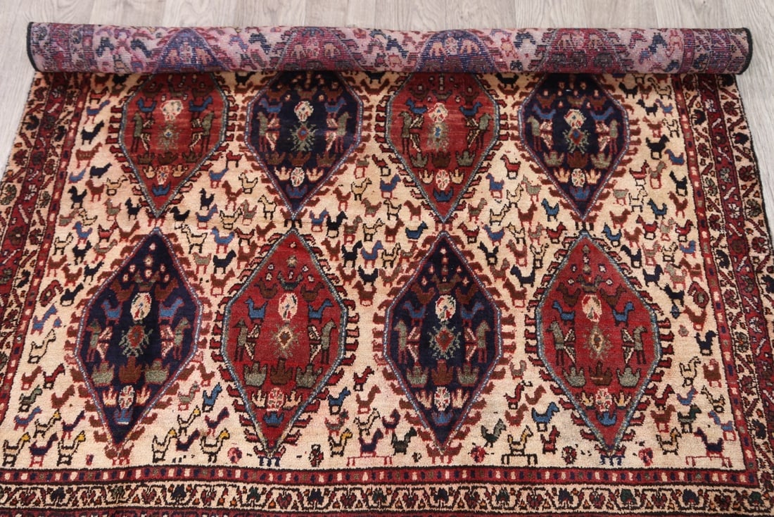 Antique Tribal Shiraz Abadeh Persian Area Rug 4x5 - 18