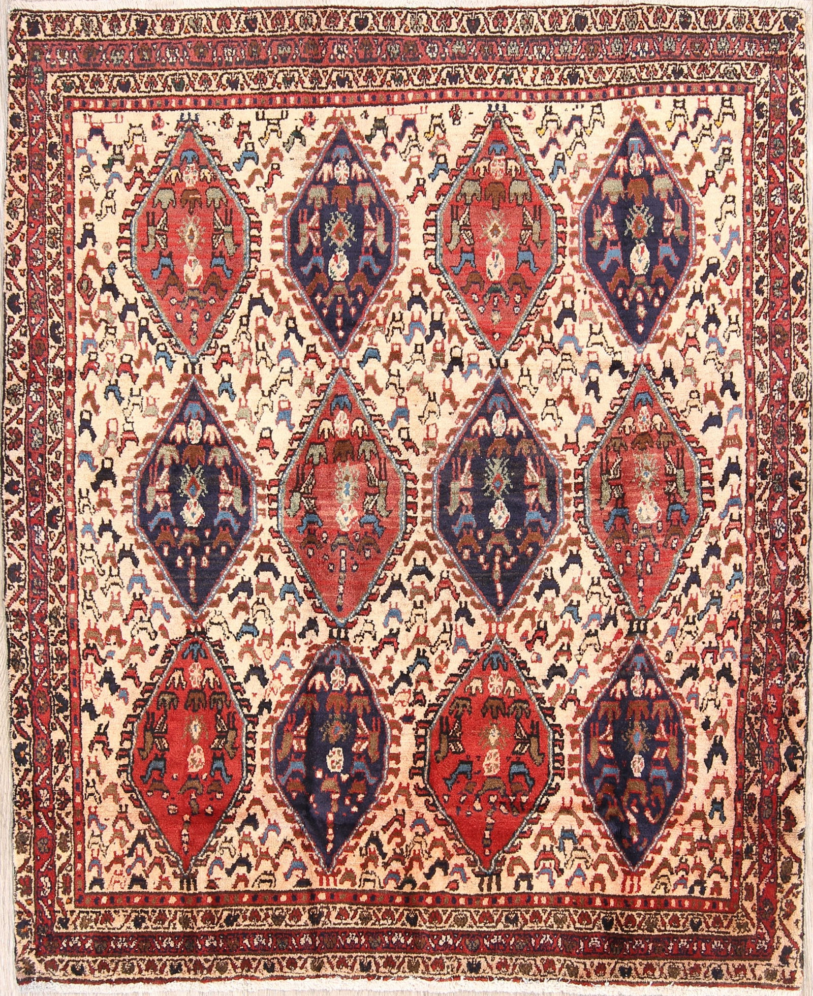 Antique Tribal Shiraz Abadeh Persian Area Rug 4x5 (1 of 20)