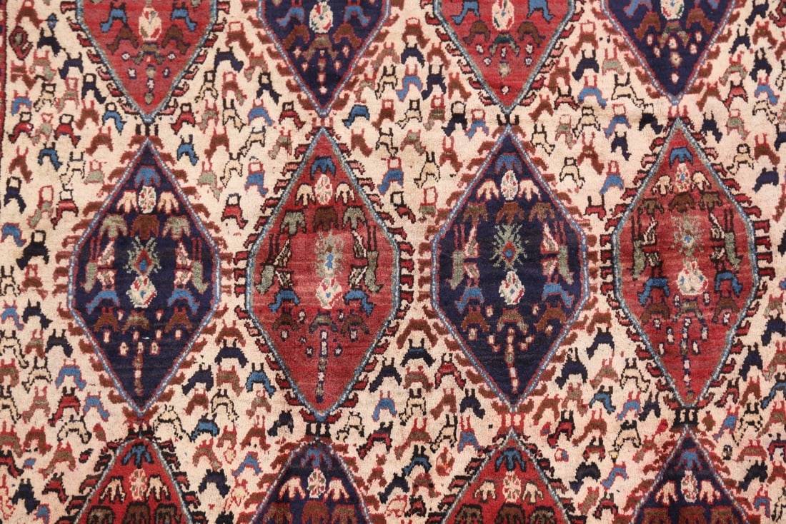 Antique Tribal Shiraz Abadeh Persian Area Rug 4x5 - 4