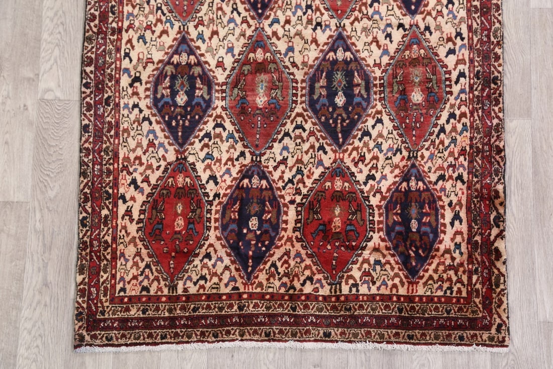 Antique Tribal Shiraz Abadeh Persian Area Rug 4x5 - 5