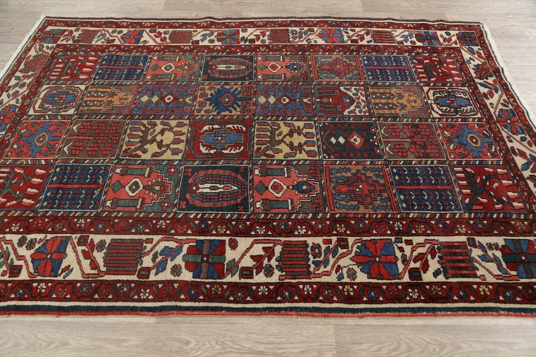 Antique Vegetable Dye Bakhtiari Persian Area Rug 5x7 - 13