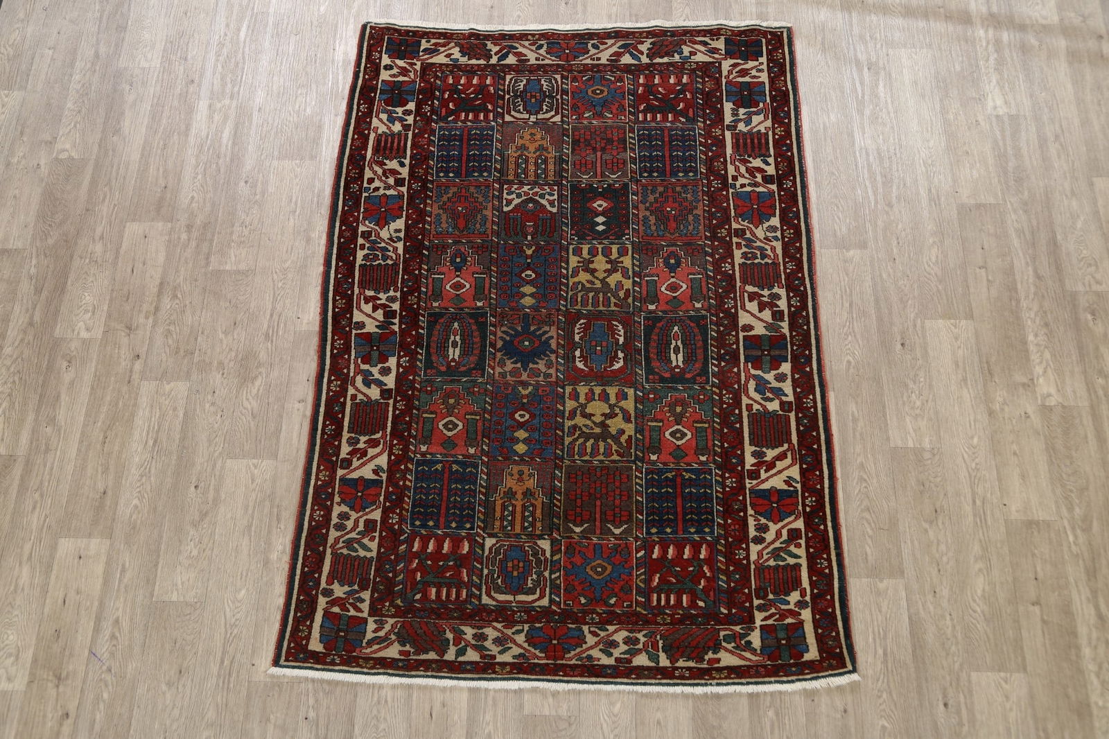 Antique Vegetable Dye Bakhtiari Persian Area Rug 5x7 - 2