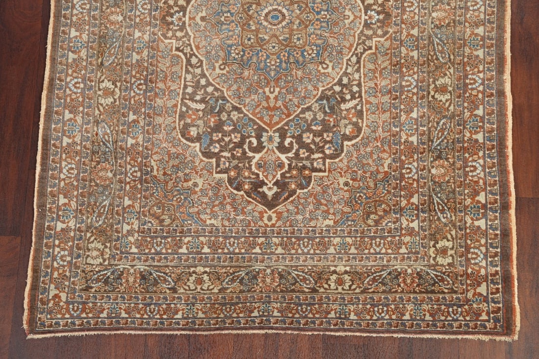 Pre-1900 Antique Vegetable Dye Tabriz Haj Jalili Persian Area Rug 5x6 - 5