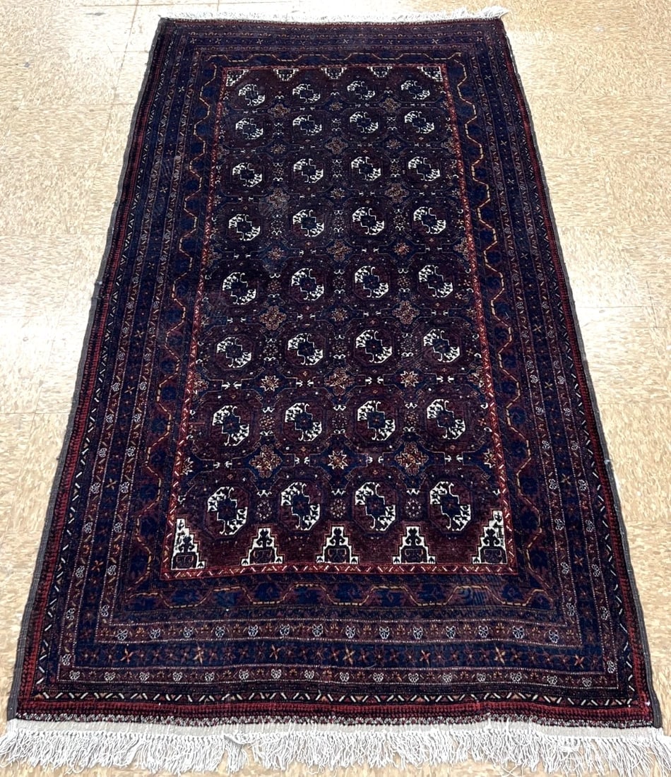 Hand Knotted Antique Persian Balouch Geometric Tribal Oriental Area Rug 4'2" x 7'11" - 11