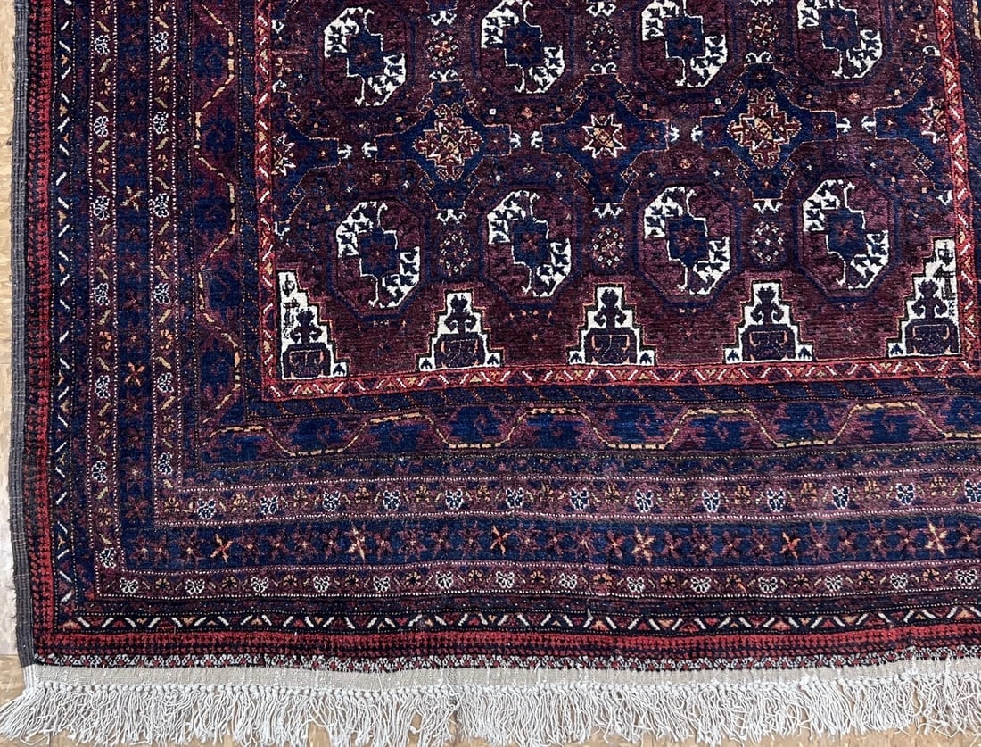 Hand Knotted Antique Persian Balouch Geometric Tribal Oriental Area Rug 4'2" x 7'11" - 8