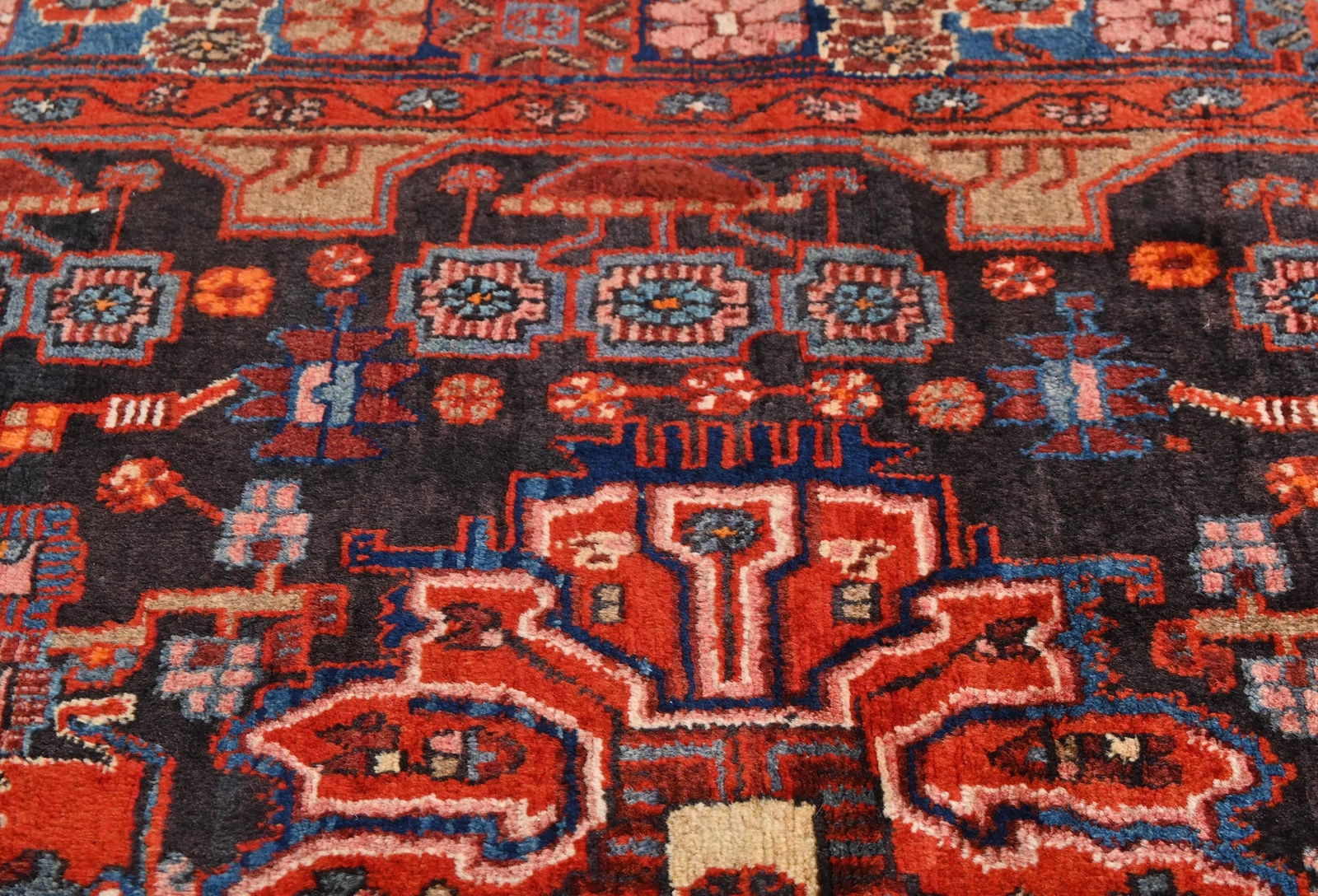 Vintage Tribal Plum 5X8 Nahavand Persian Rug - 7