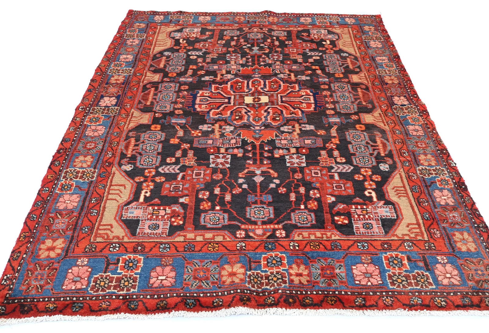 Vintage Tribal Plum 5X8 Nahavand Persian Rug - 9