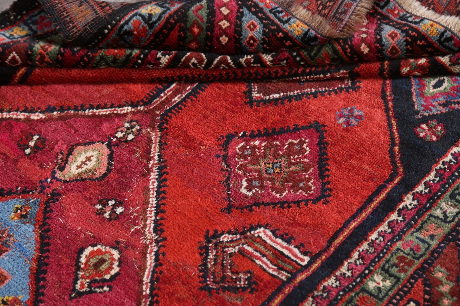 Pre-1900 Antique Vegetable Dye Afshar Persian Area Rug 4x6 - 19