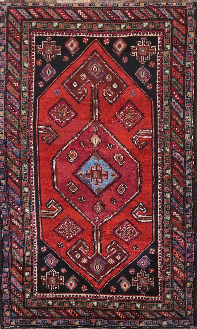 Pre-1900 Antique Vegetable Dye Afshar Persian Area Rug 4x6 (1 of 20)