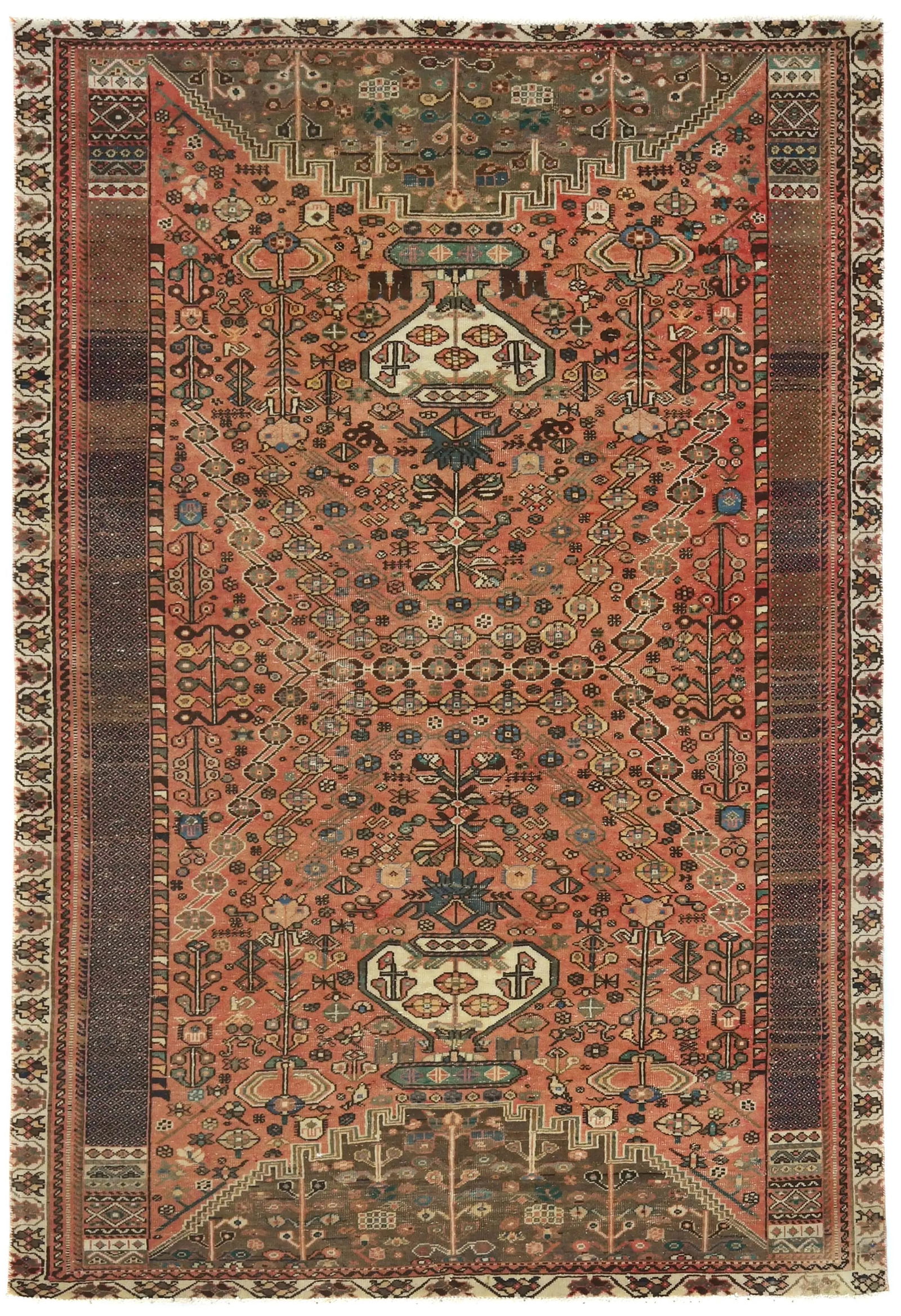 Semi Antique Red Tribal 5'6X8'0 Shiraz Persian Rug (1 of 12)