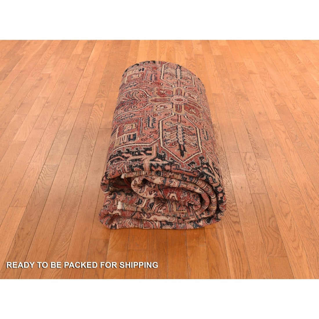 Rust Red Vintage Persian Heriz Soft Evenly Worn Hand Knotted Wool Rug - 9