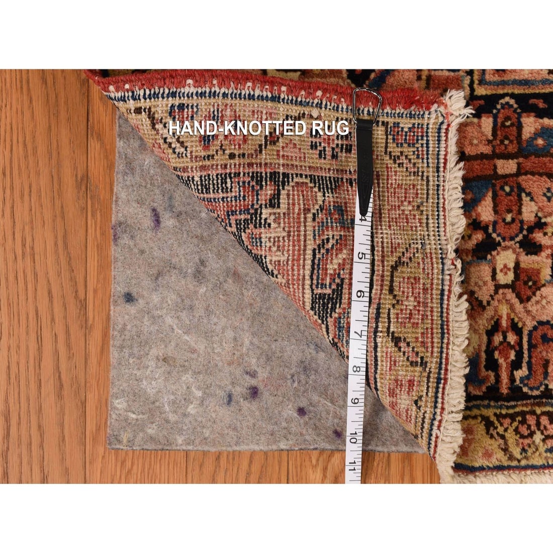 Rust Red Vintage Persian Heriz Soft Evenly Worn Hand Knotted Wool Rug - 11