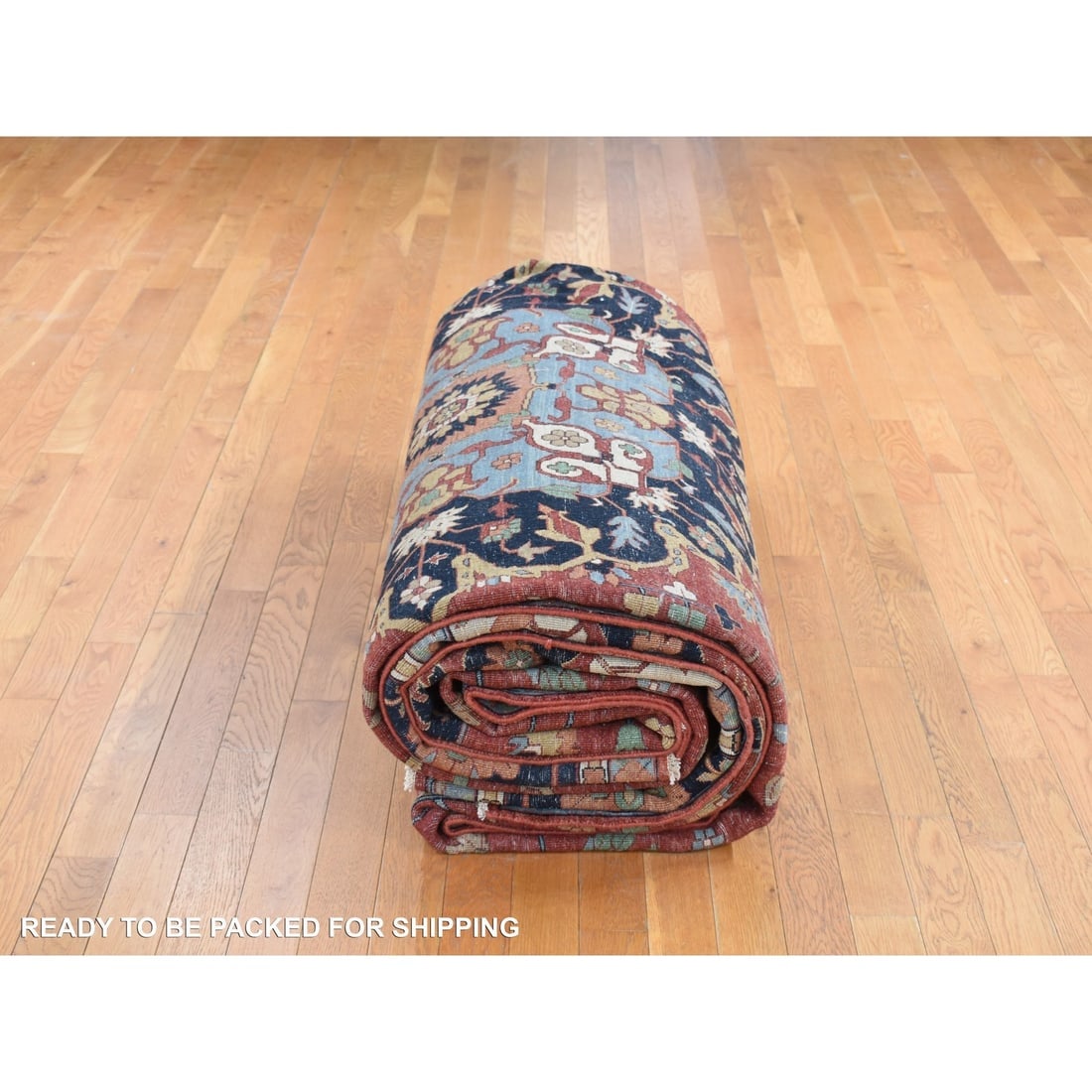 Red, Hand Knotted, Antiqued Heriz Re-Creation, Wool, Oversized Rug - 9