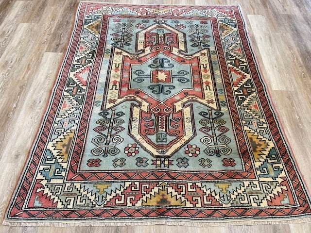 Vintage Caucasian Design Turkish Rug-4081 - 3