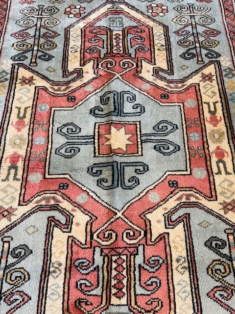 Vintage Caucasian Design Turkish Rug-4081 - 5