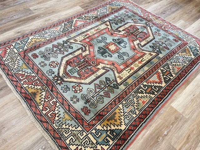 Vintage Caucasian Design Turkish Rug-4081 - 6