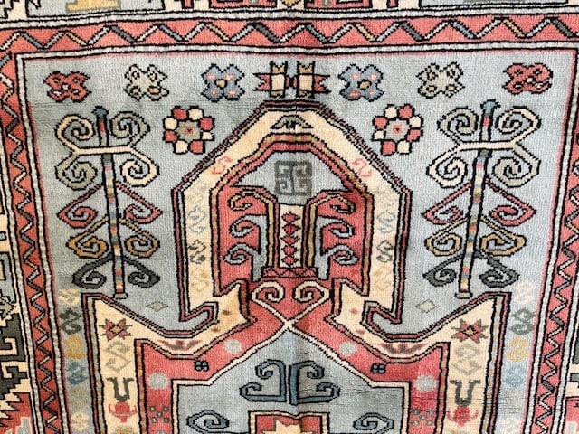 Vintage Caucasian Design Turkish Rug-4081 - 8