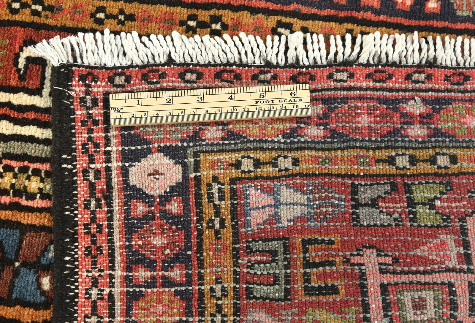 Vintage Rusty Red Geometric 2'4X9'6 Karajeh Persian Runner Rug - 11