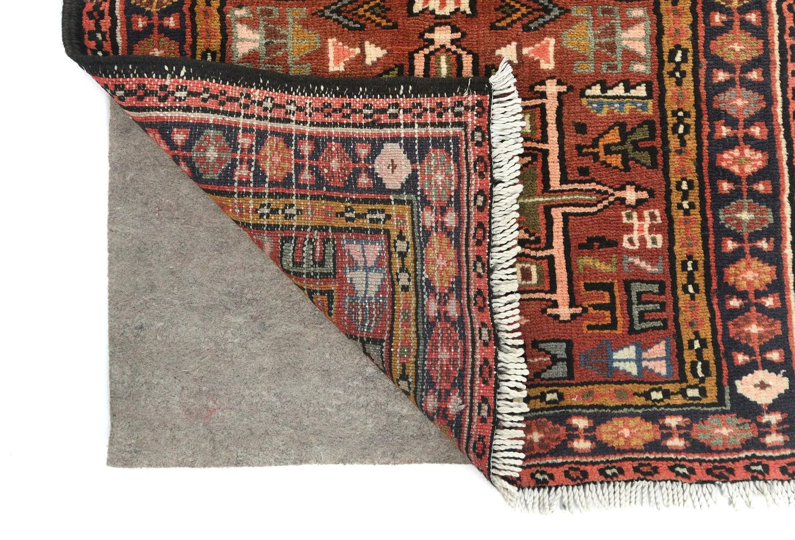 Vintage Rusty Red Geometric 2'4X9'6 Karajeh Persian Runner Rug - 12