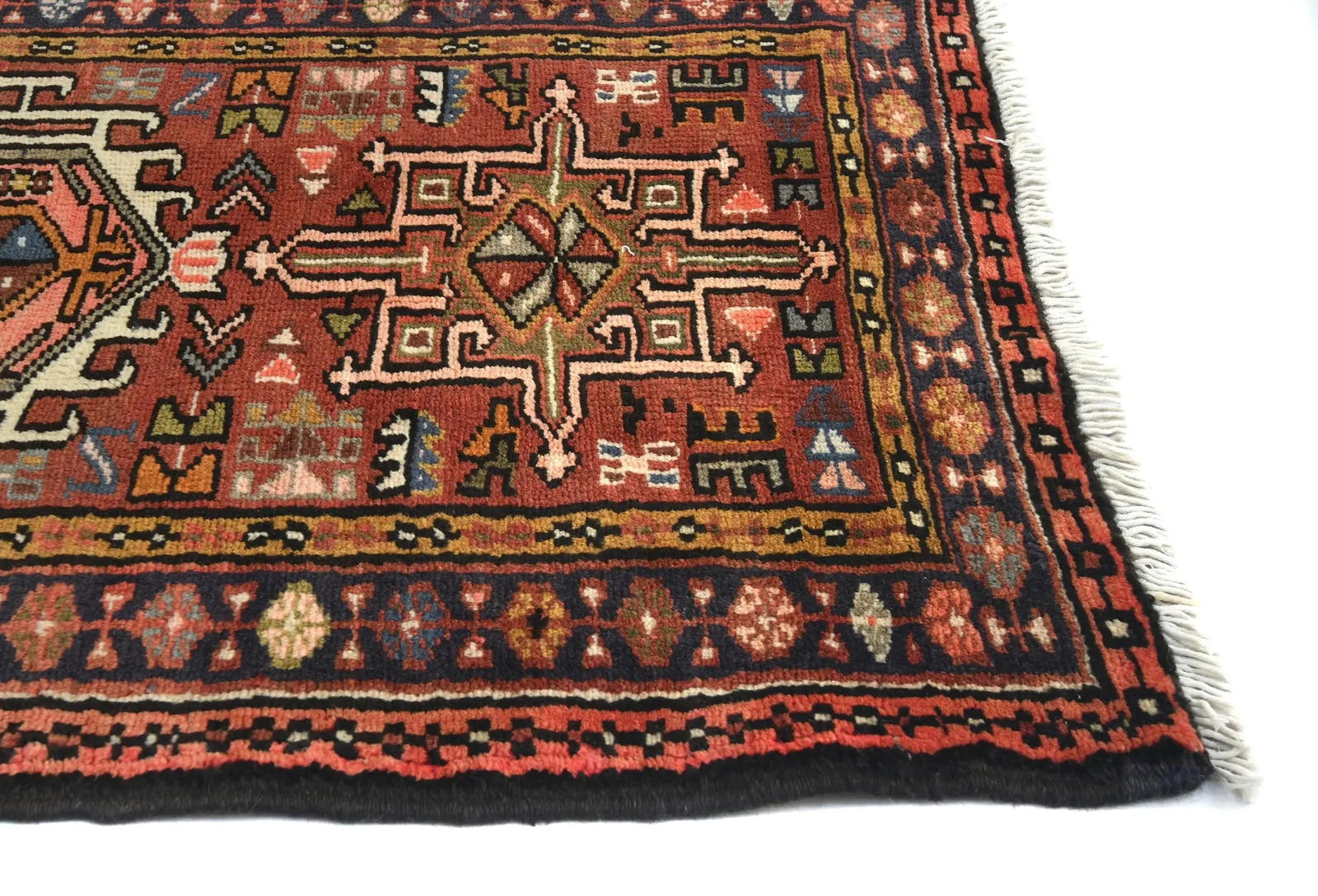 Vintage Rusty Red Geometric 2'4X9'6 Karajeh Persian Runner Rug - 8