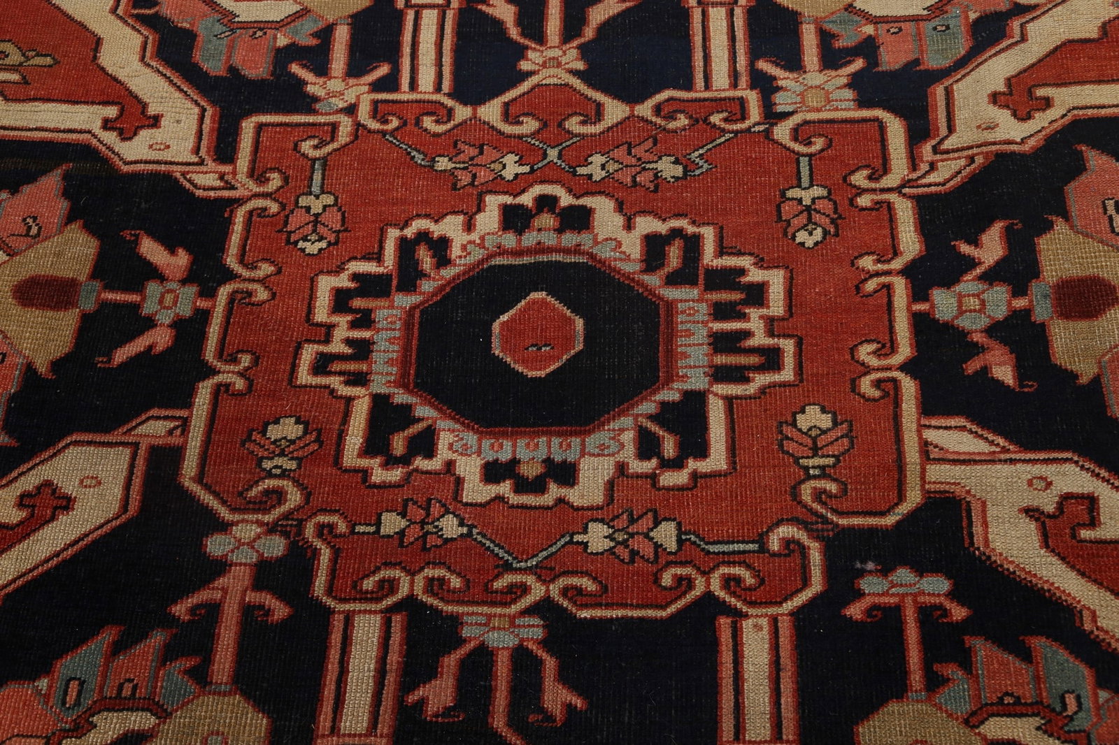 Pre-1900 Antique Vegetable Dye Heriz Serapi Persian Rug 10x15 - 12