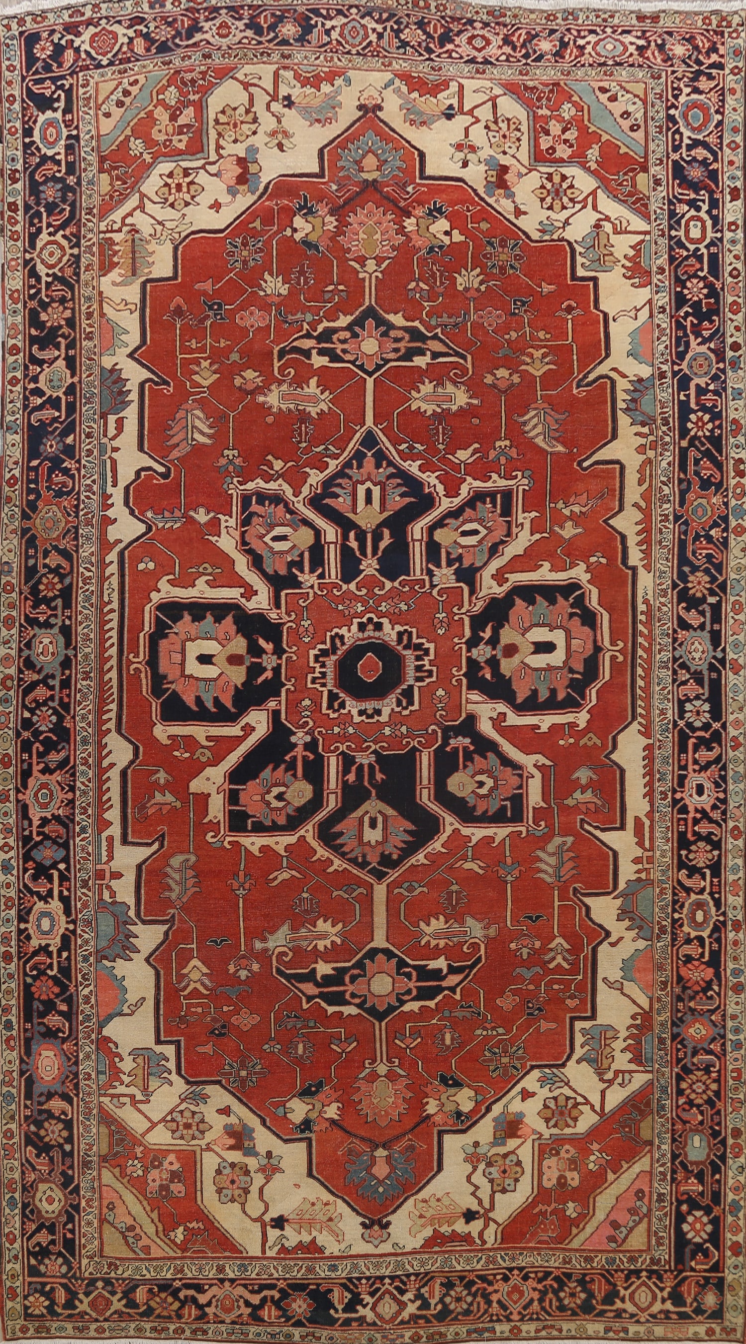 Pre-1900 Antique Vegetable Dye Heriz Serapi Persian Rug 10x15: Title:Pre-1900 Antique Vegetable Dye Heriz Serapi Persian Rug 10x15 Origin:A Beautiful Genuine Iran ( Persia ) Heriz (serapi) rug is Hand Knotted by skillful weavers in Iran ( Persia ) wi