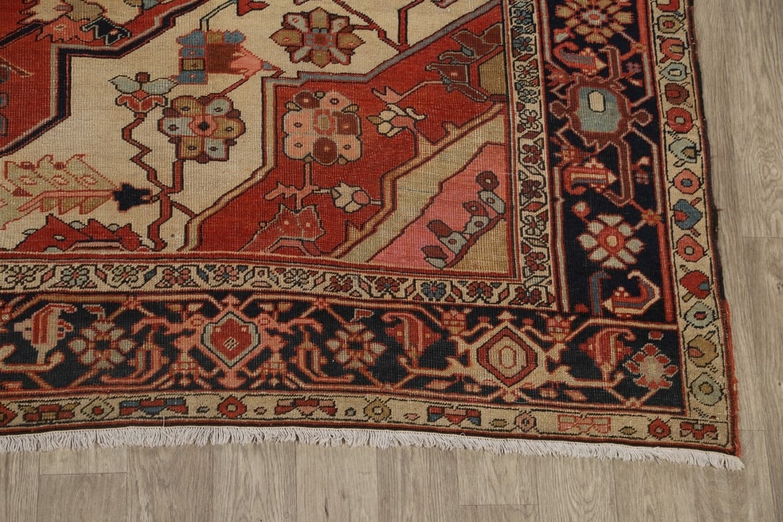Pre-1900 Antique Vegetable Dye Heriz Serapi Persian Rug 10x15 - 5