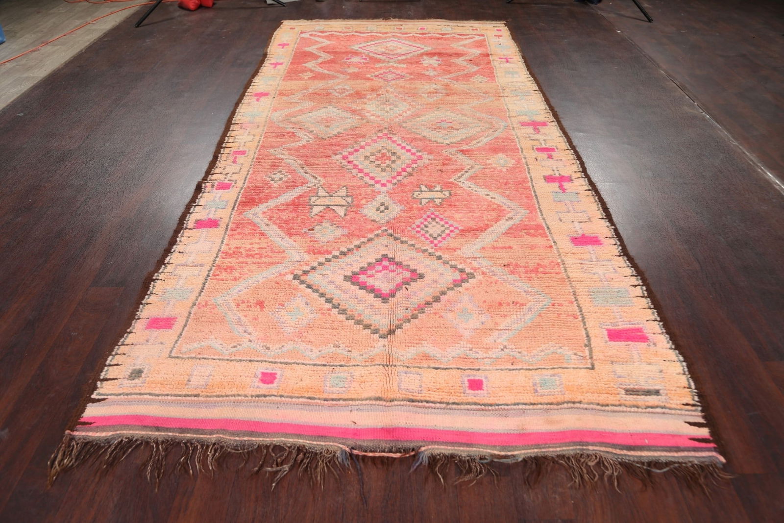 Antique Tribal Moroccan Oriental Area Rug 5x12 - 17