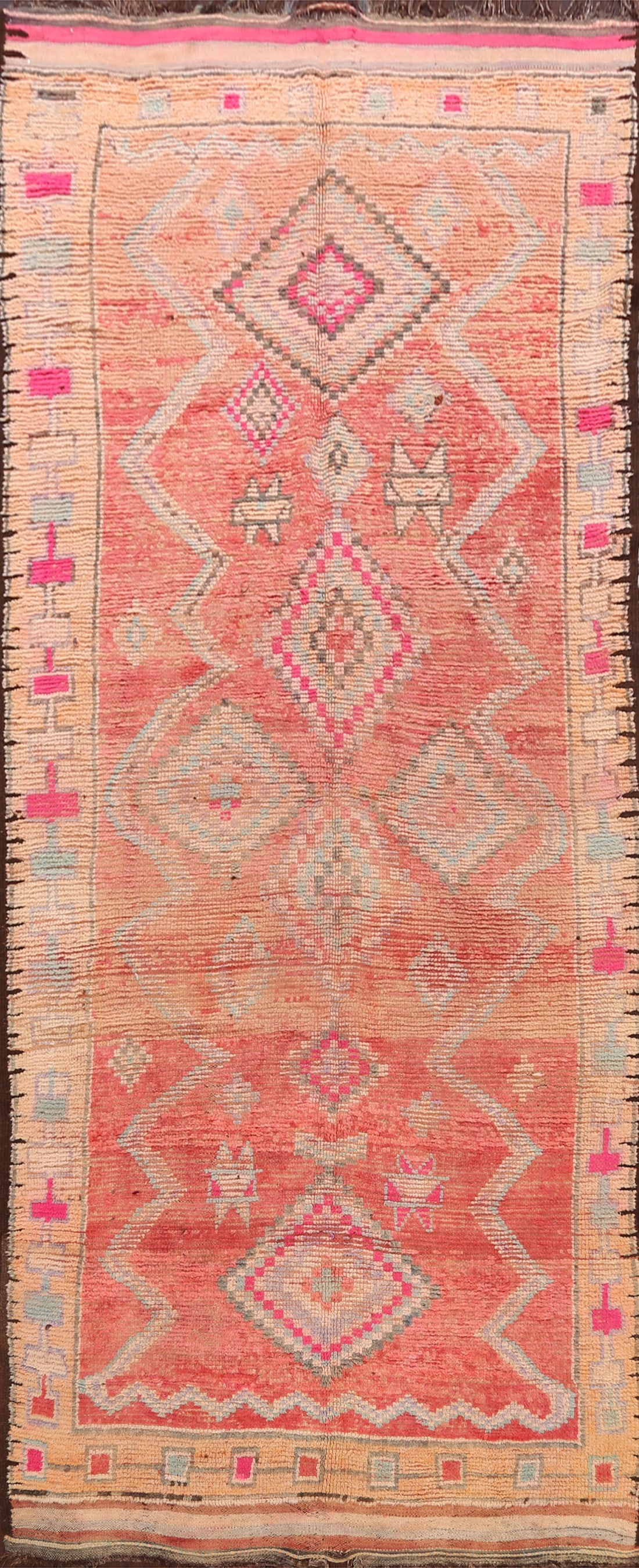 Antique Tribal Moroccan Oriental Area Rug 5x12: Title:Antique Tribal Moroccan Oriental Area Rug 5x12 Origin:A Beautiful Genuine Morocco Moroccan rug is Hand Knotted by skillful weavers in Morocco with 100% Wool Material. This rug is in Very Good (R