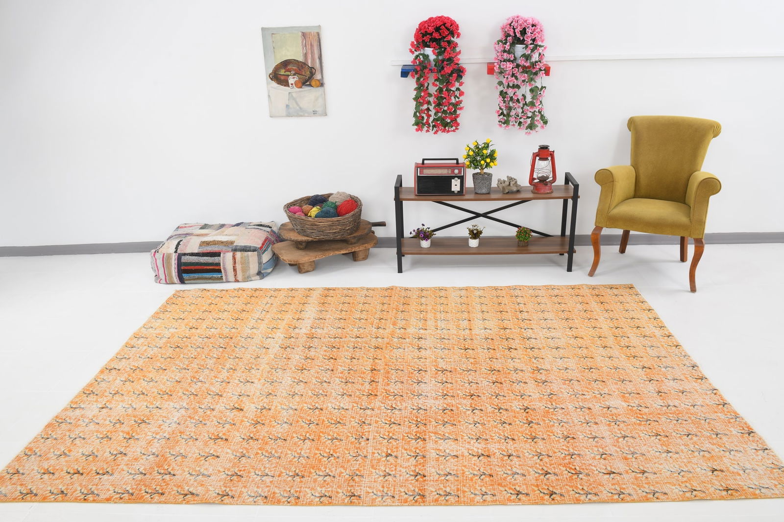 6'6'' x 9'8'' Handmade Vintage Wool Rug - 6785 - 2