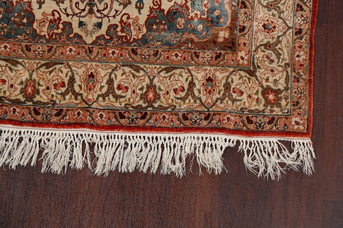 Antique 100% Vegetable Dye Nain Isfahan Persian Area Rug 4x6 SIGNED - 5