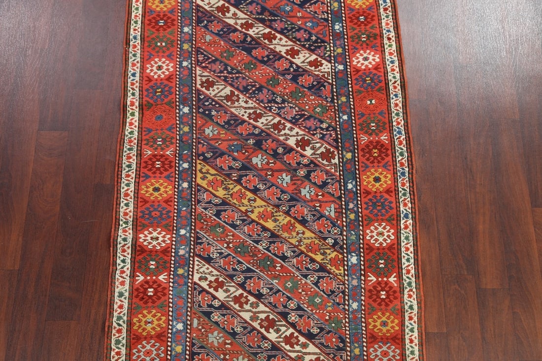 Antique Vegetable Dye Kazak Oriental Area Rug 4x8 - 3