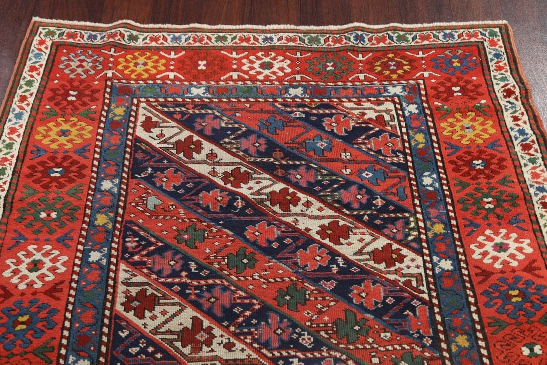 Antique Vegetable Dye Kazak Oriental Area Rug 4x8 - 9