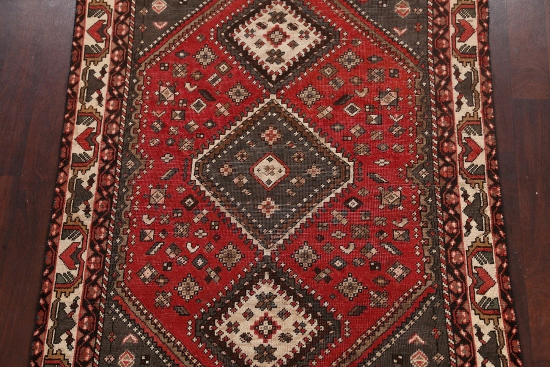 Antique Geometric Shiraz Persian Area Rug 5x6 - 3