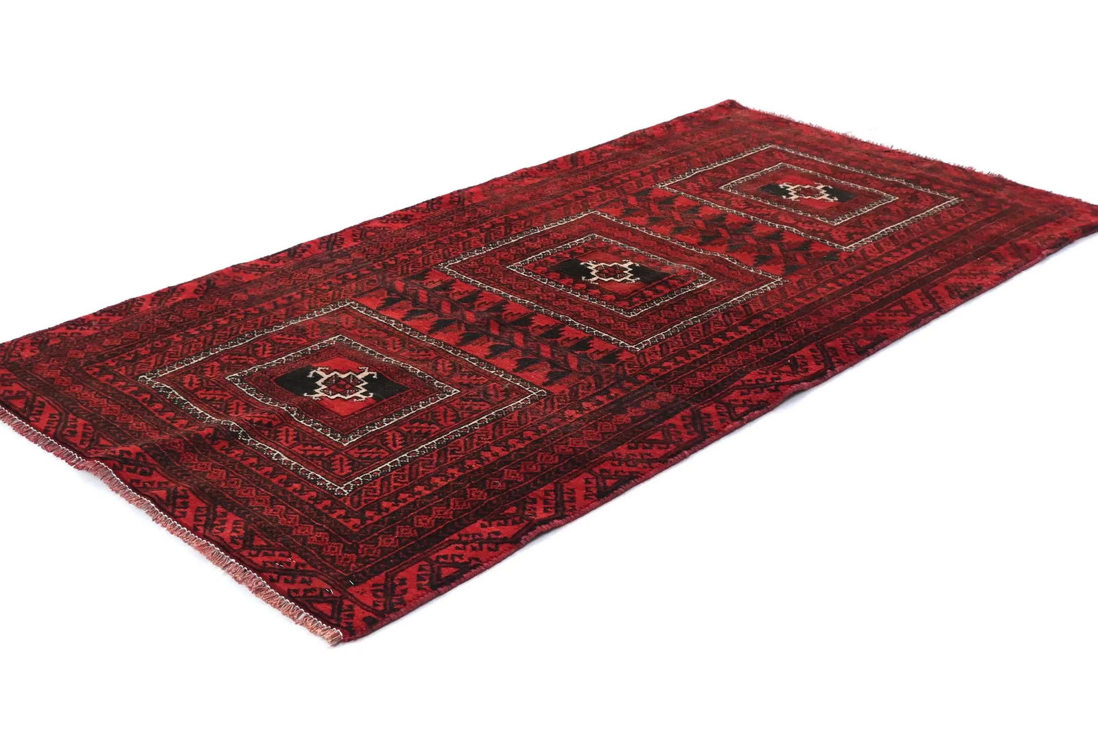 Vintage Red Tribal 3X6 Balouch Persian Rug - 3