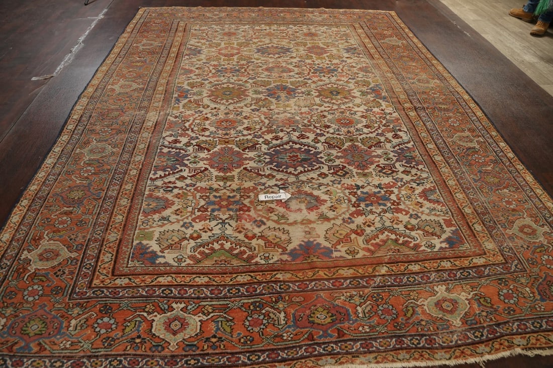 Pre-1900 Antique Vegetable Dye Sultanabad Persian Area Rug 9x12 - 16