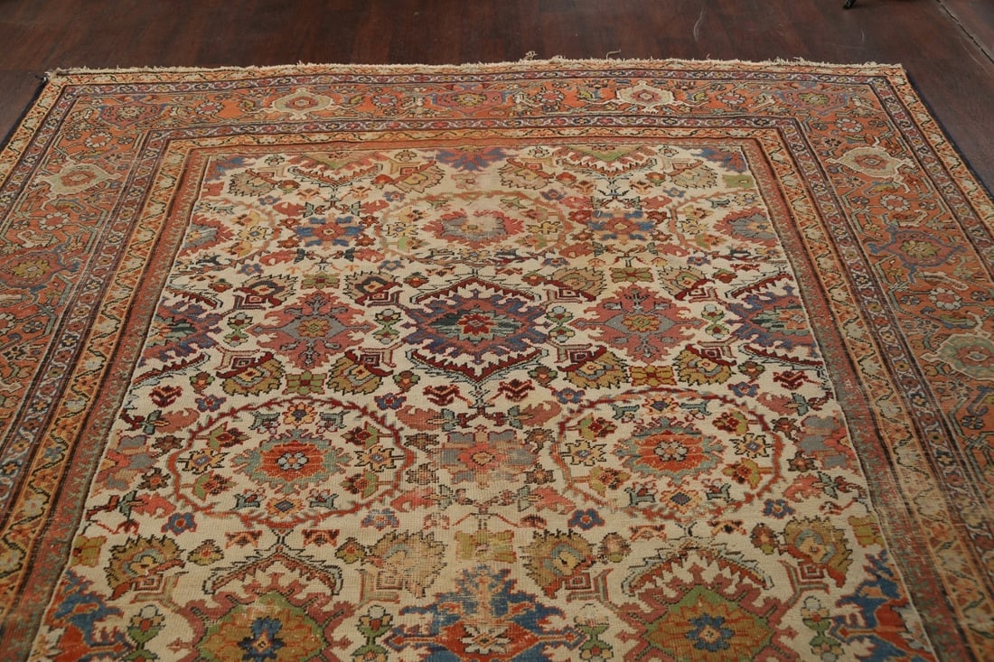 Pre-1900 Antique Vegetable Dye Sultanabad Persian Area Rug 9x12 - 17